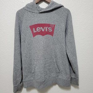 Levi's Sweatshirt gray red logo hooded pullover long sleeve